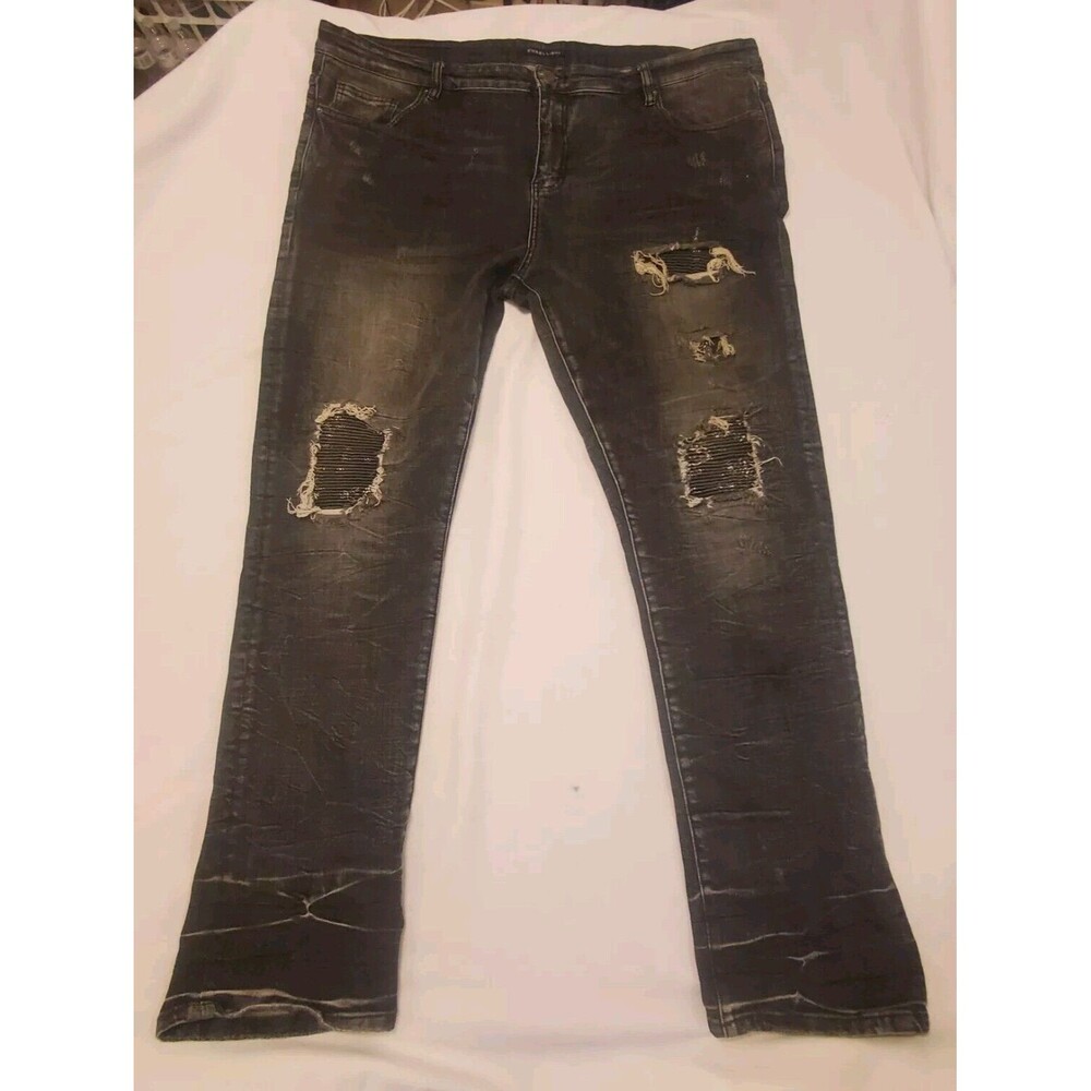 Embellish New York Mens Jeans 44x34 Infinity Black Distressed Moto Biker Street